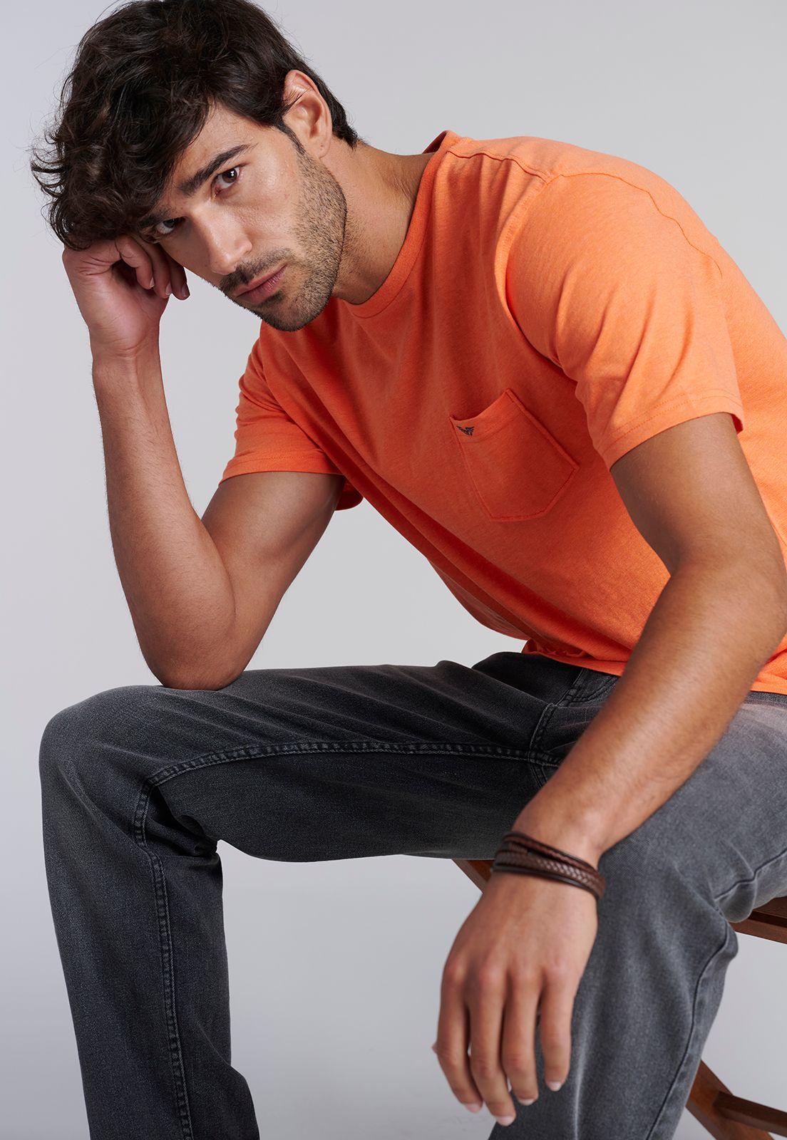 Polera Bolsillo Houston Orange Melange-4