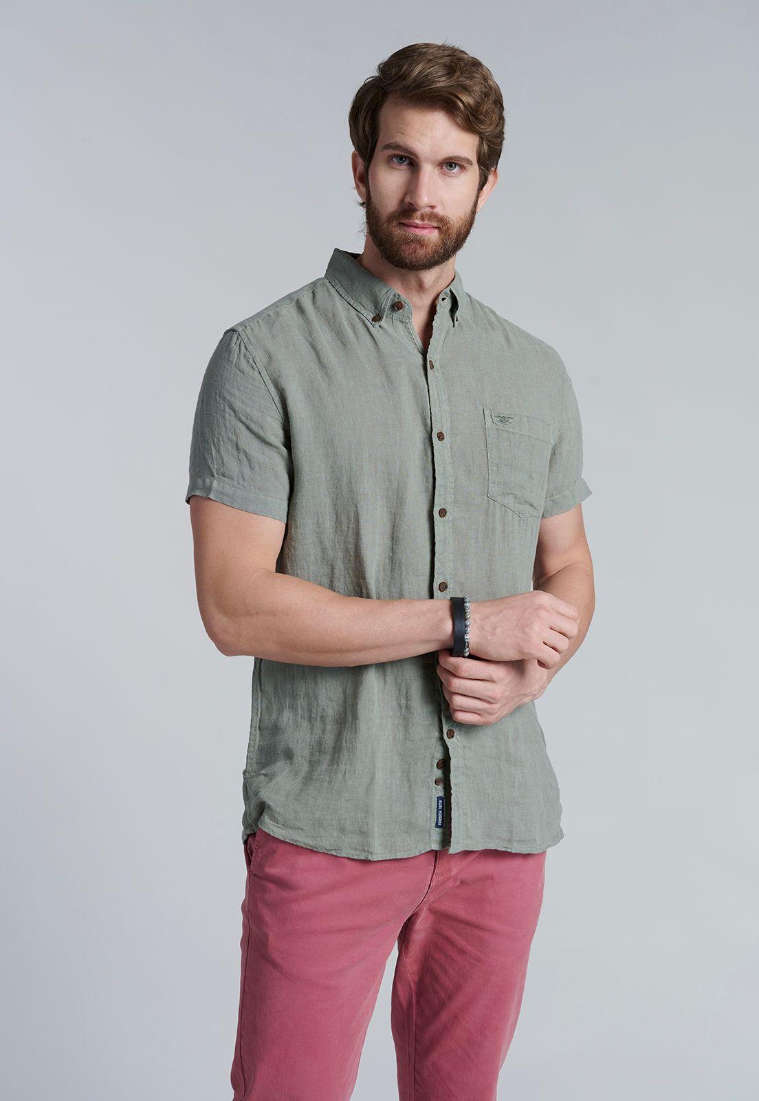 Camisa Lino Lavada F Green-0