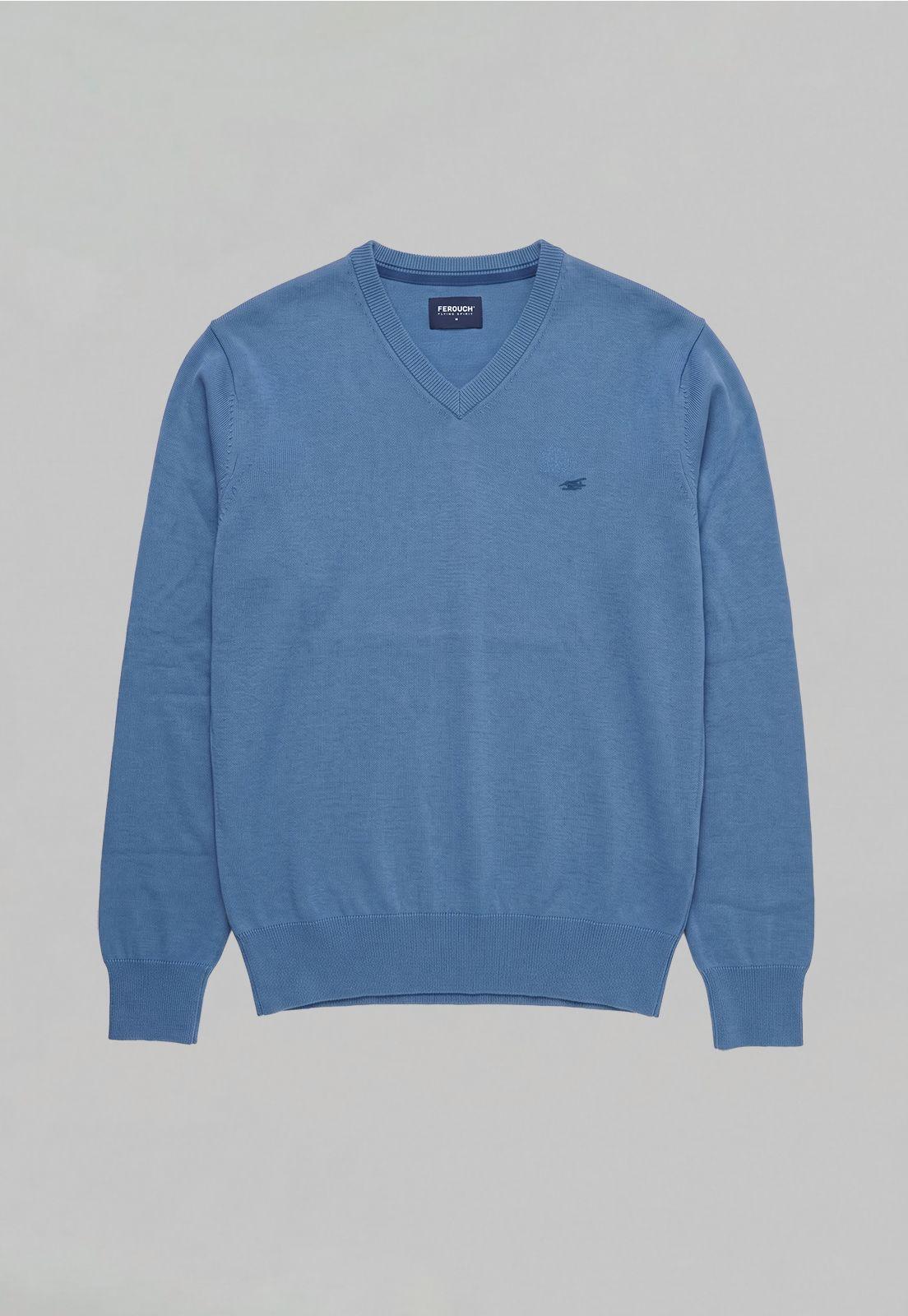 Sweater Arizona V-Neck Solido Blue-4