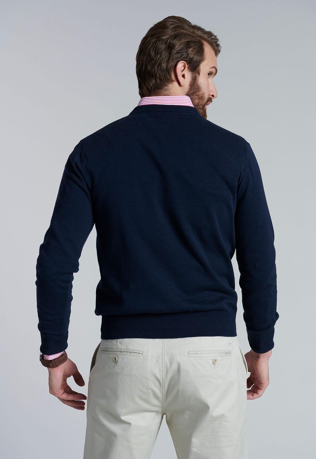 Sweater V Neck Solido F Navy-3