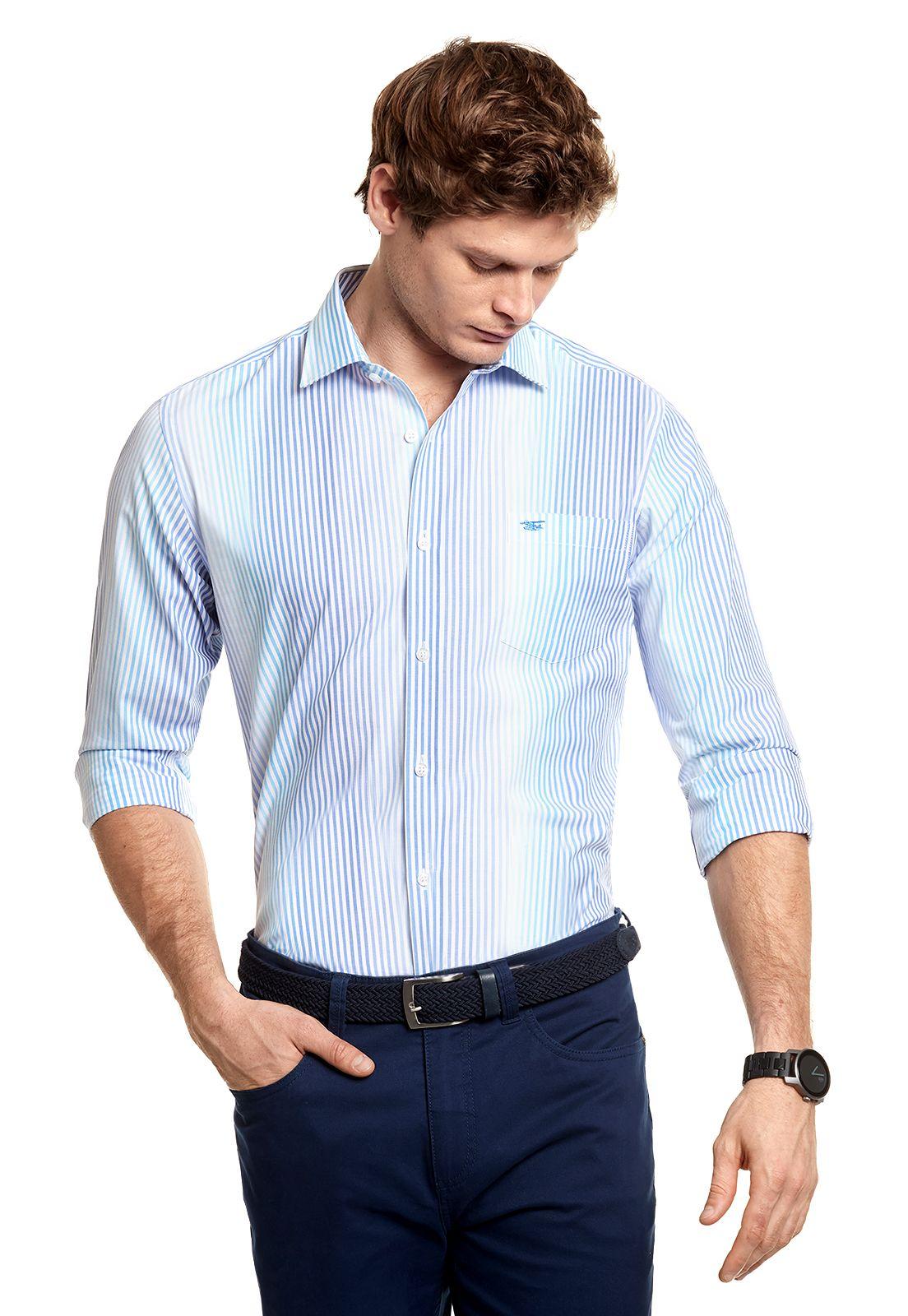 CAMISA LISTADA DEGRADÉ F BLUE-0