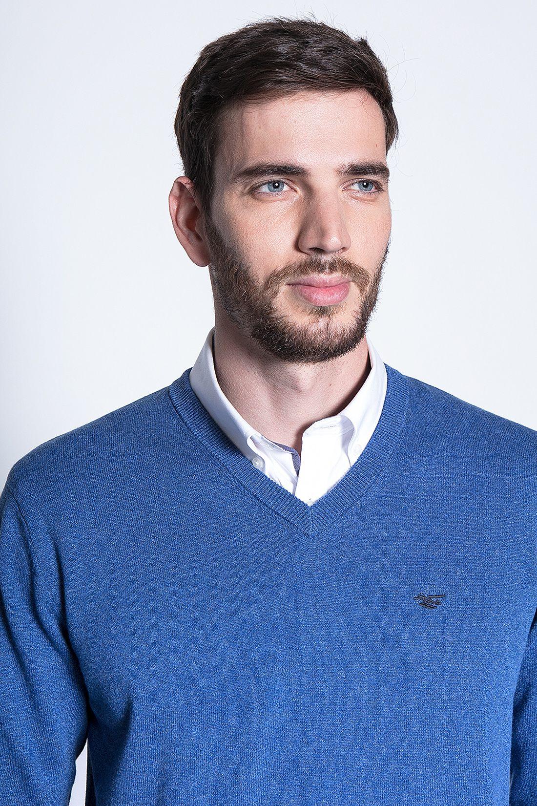Melange Sweater Smart Casual L/S Blue-2
