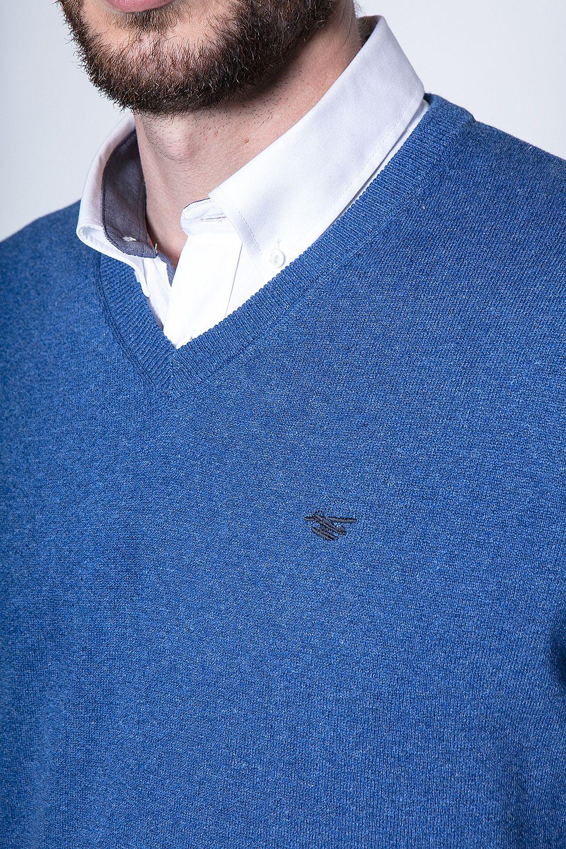 Melange Sweater Smart Casual L/S Blue-4