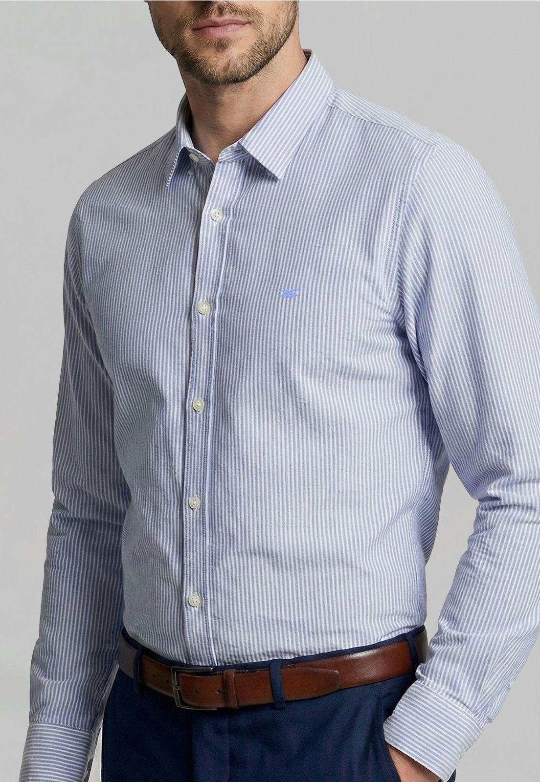 Camisa Sport Oxford Listada Sky-2