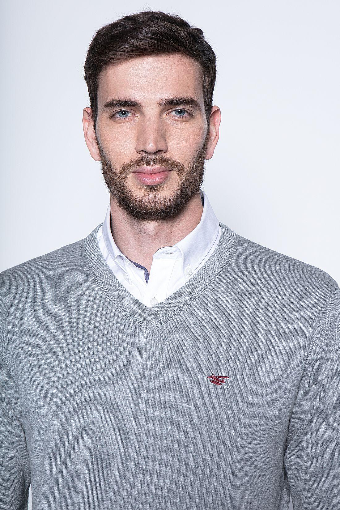 Melange Sweater Smart Casual L/S Lt Grey-2