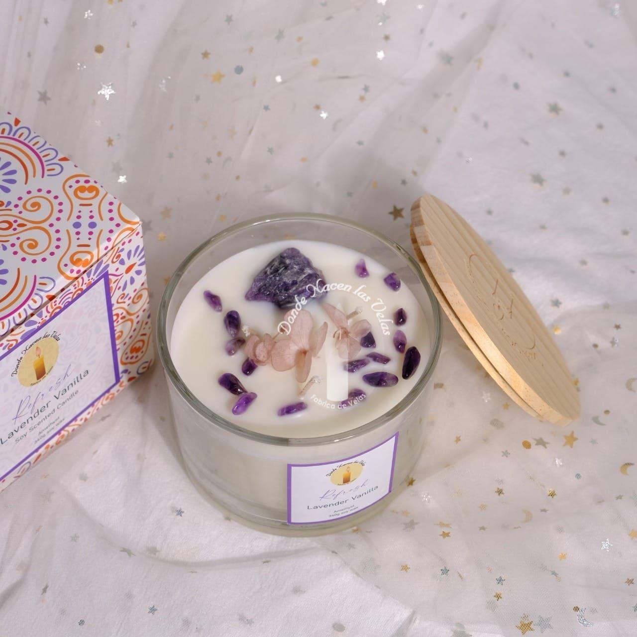  Velas Aromáticas Lavanda Y Vainilla, Amatista 340 Grs-4