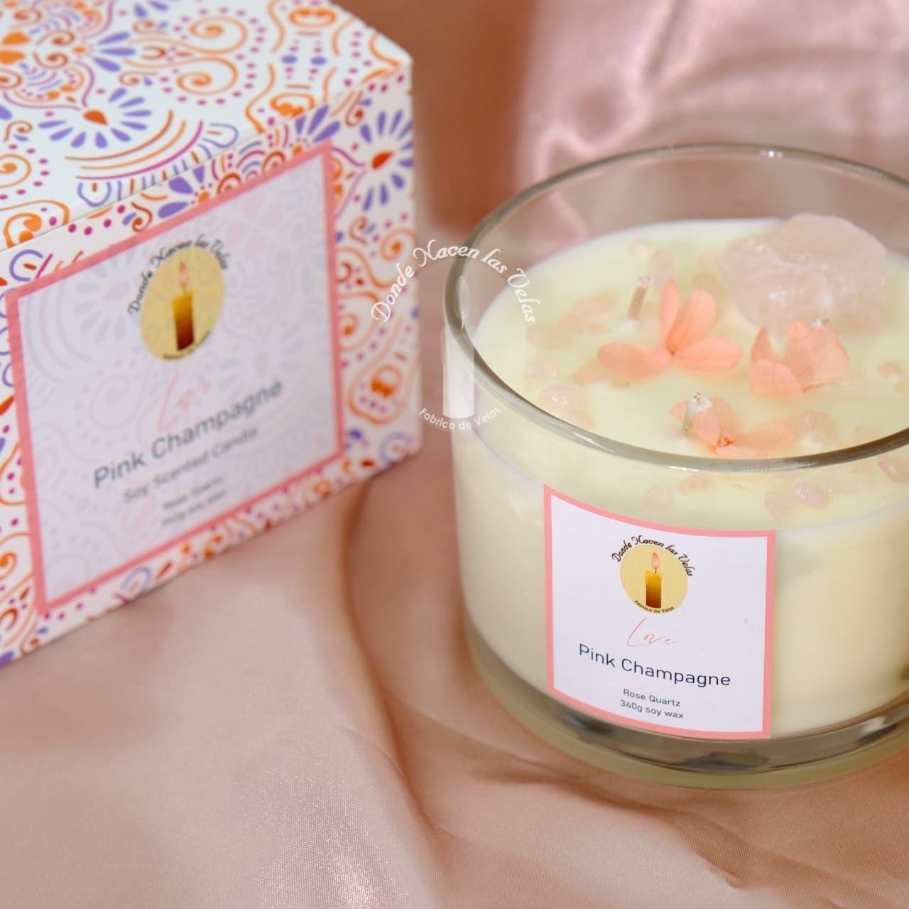  Velas Aromáticas Pink Champagne, Cuarzo Rosa 340 Grs.-3