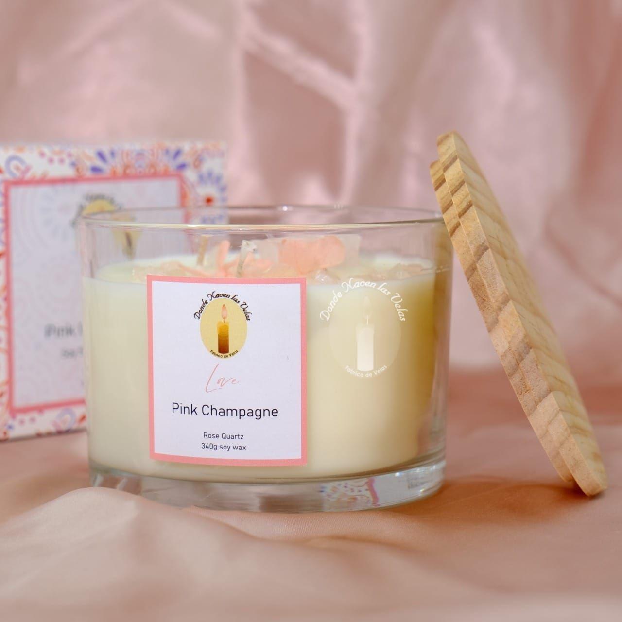  Velas Aromáticas Pink Champagne, Cuarzo Rosa 340 Grs.-2
