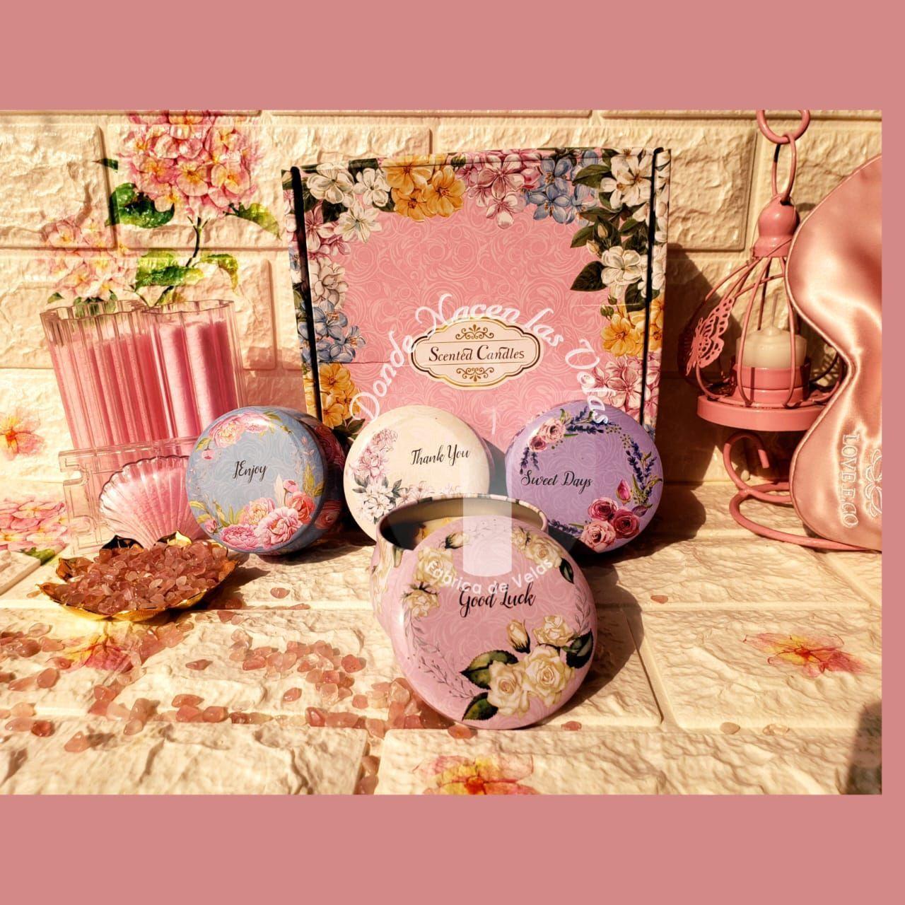 Velas Perfumadas Pack De 4 Con Flores Secas (m21)-2