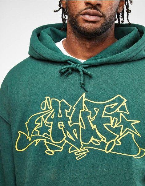 HUF Outlines Pullover Hoodie Forest Green-2