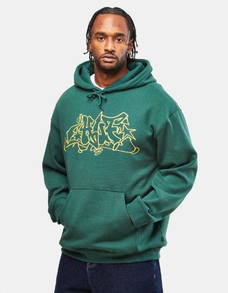 HUF Outlines Pullover Hoodie Forest Green-0