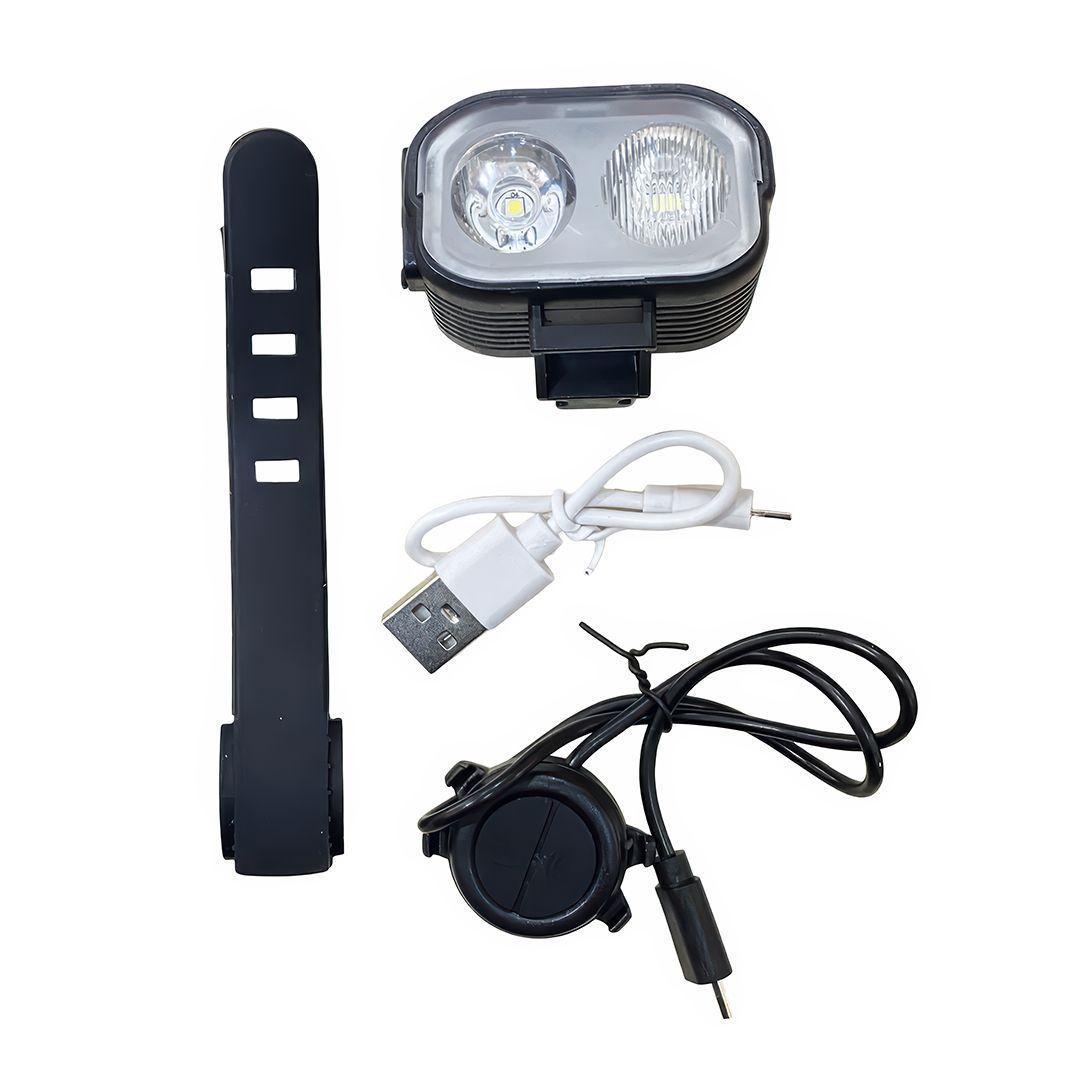Luz Delantera para Bicicleta con Bocina USB Recargable-0