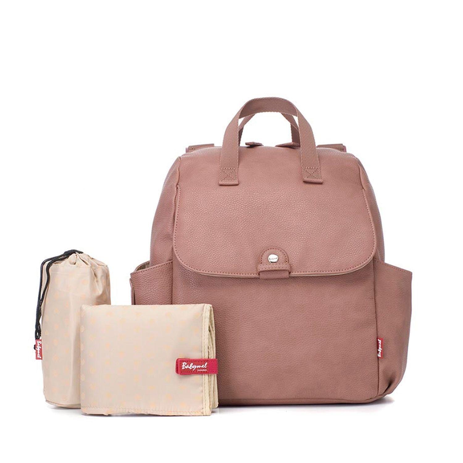 MOCHILA MATERNAL ROBYN PIEL VEGANA ROSA VIEJO-1