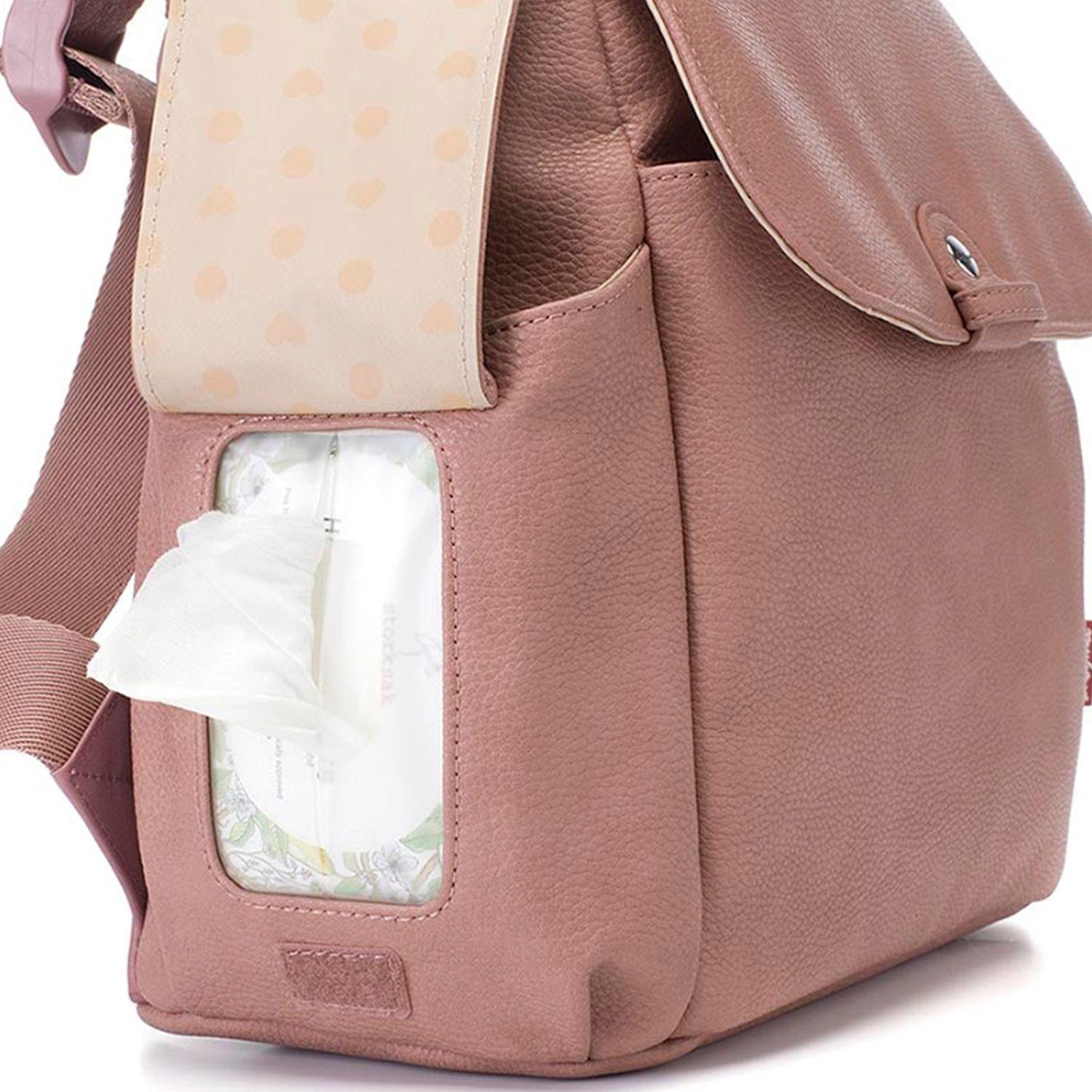 MOCHILA MATERNAL ROBYN PIEL VEGANA ROSA VIEJO-2