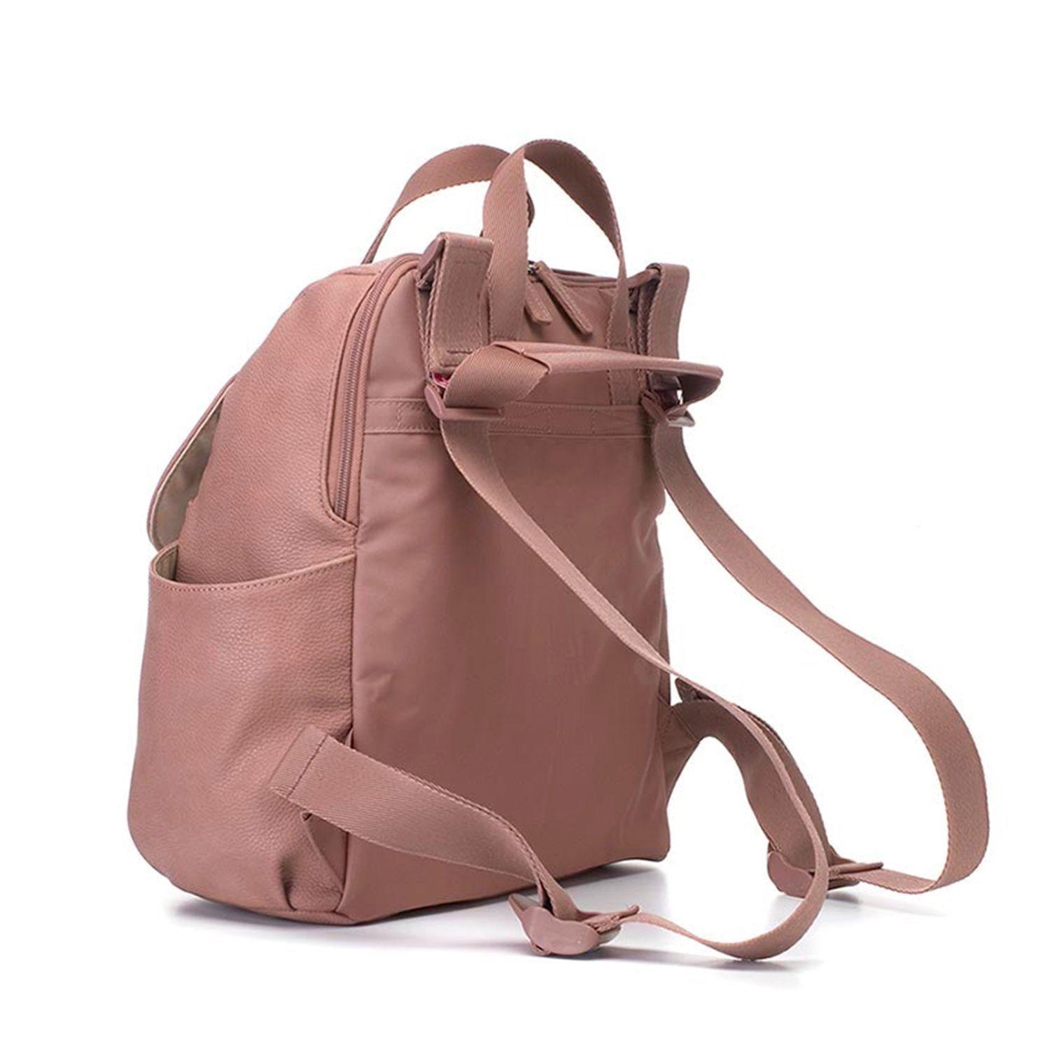 MOCHILA MATERNAL ROBYN PIEL VEGANA ROSA VIEJO-3