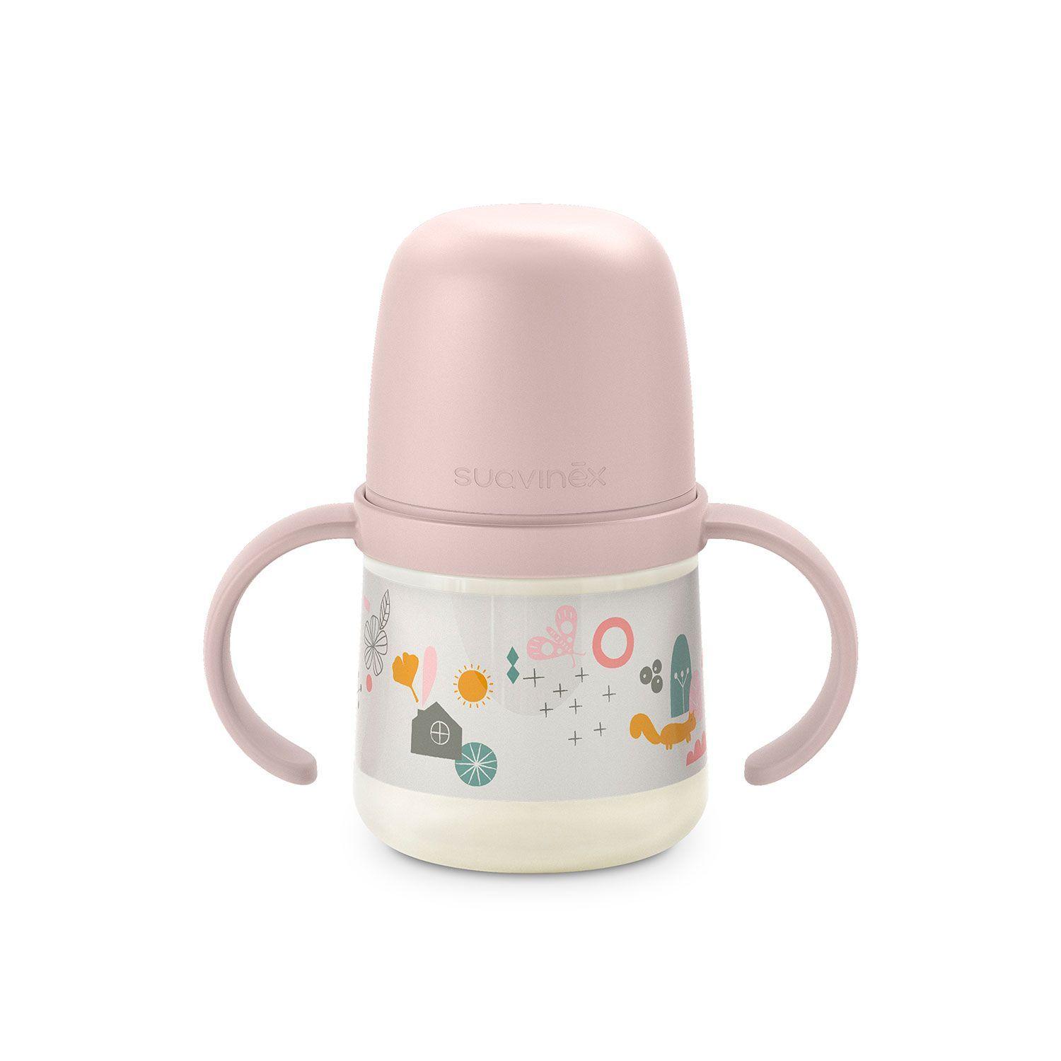 Biberon asas 150 ml +6 meses Walk Pink-0