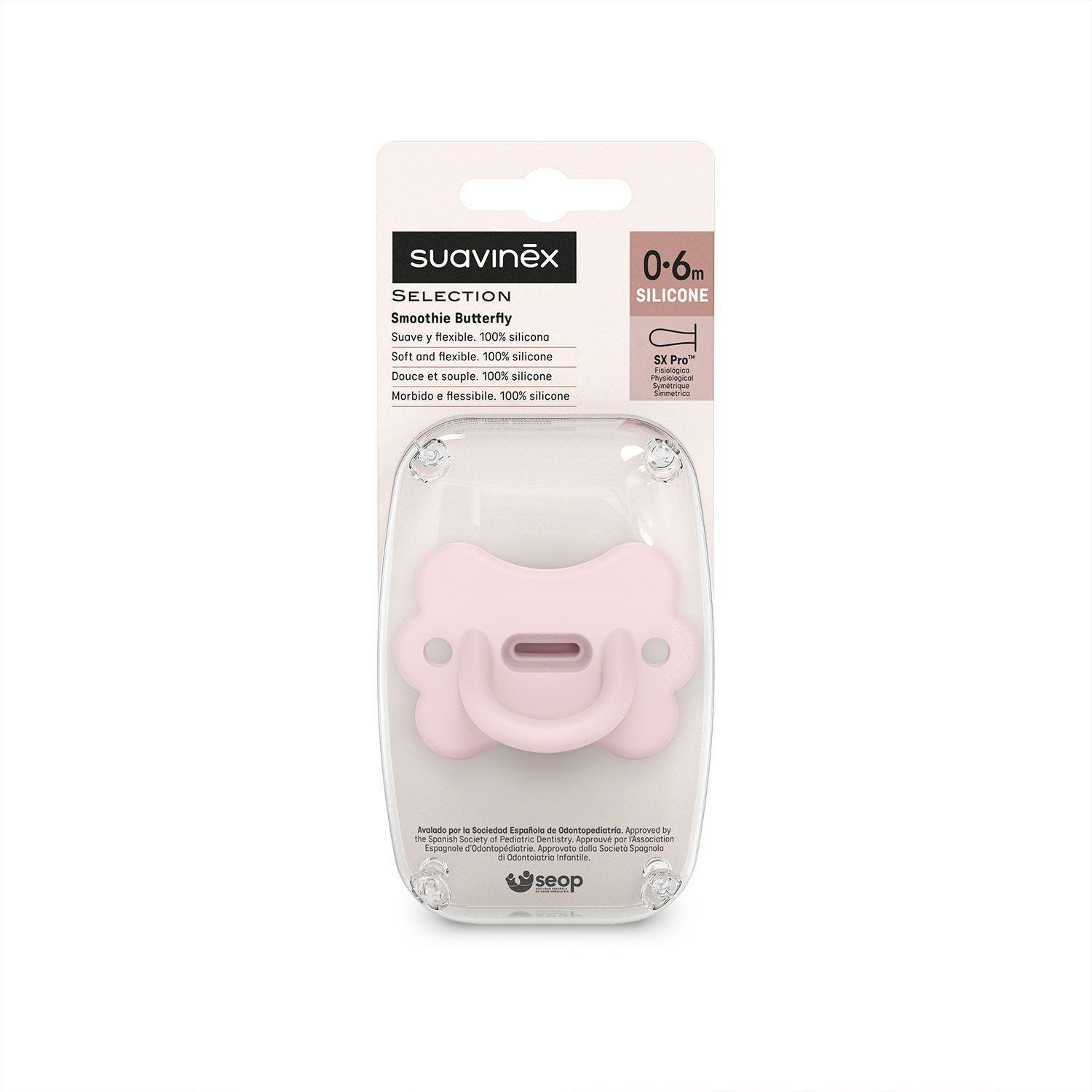 Chupete 0-6 Meses Todosilicona Fisiológico Butterfly Rosa-2