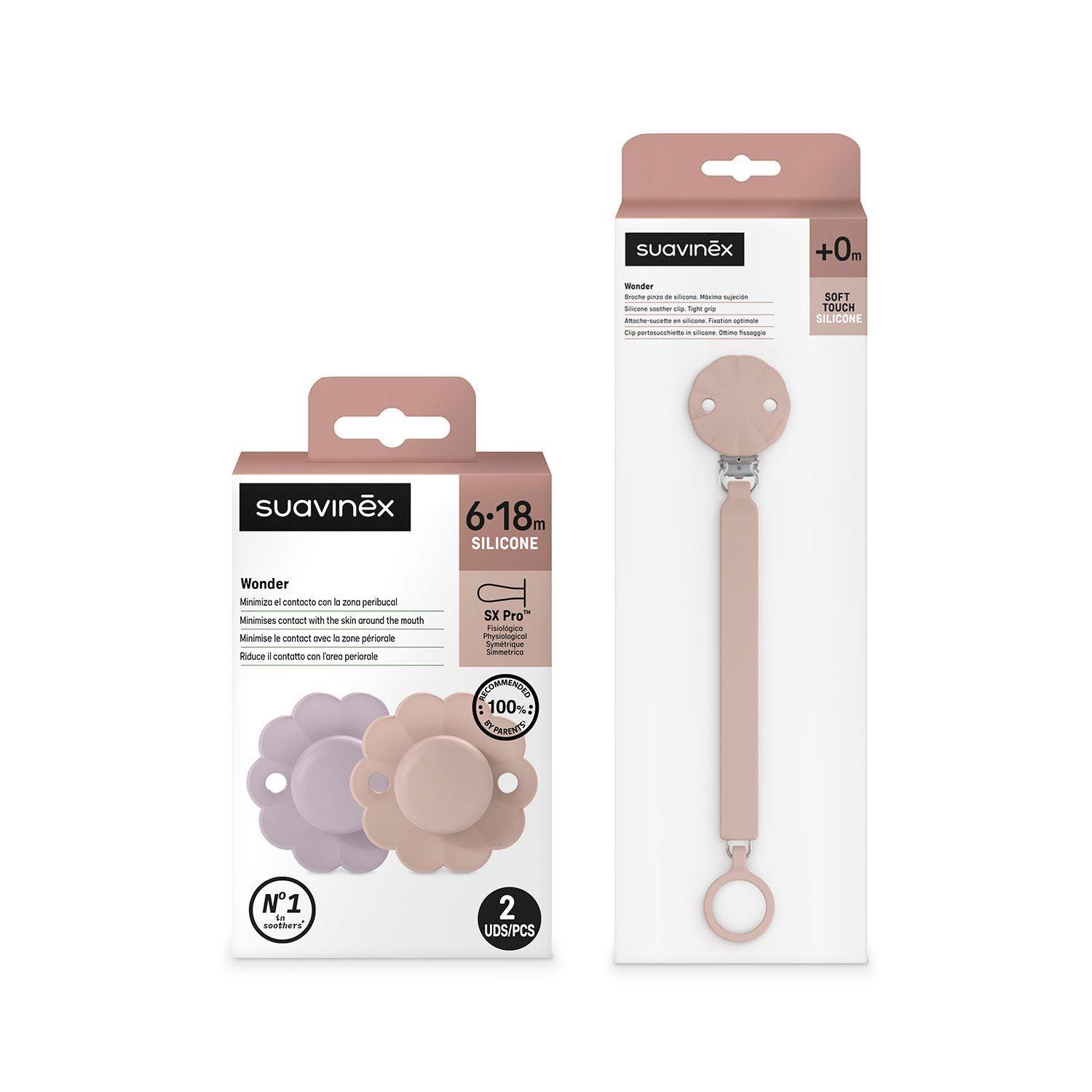 Pack Wonder Chupete 6-18 meses 2 Un + Broche Pale Mauve-2