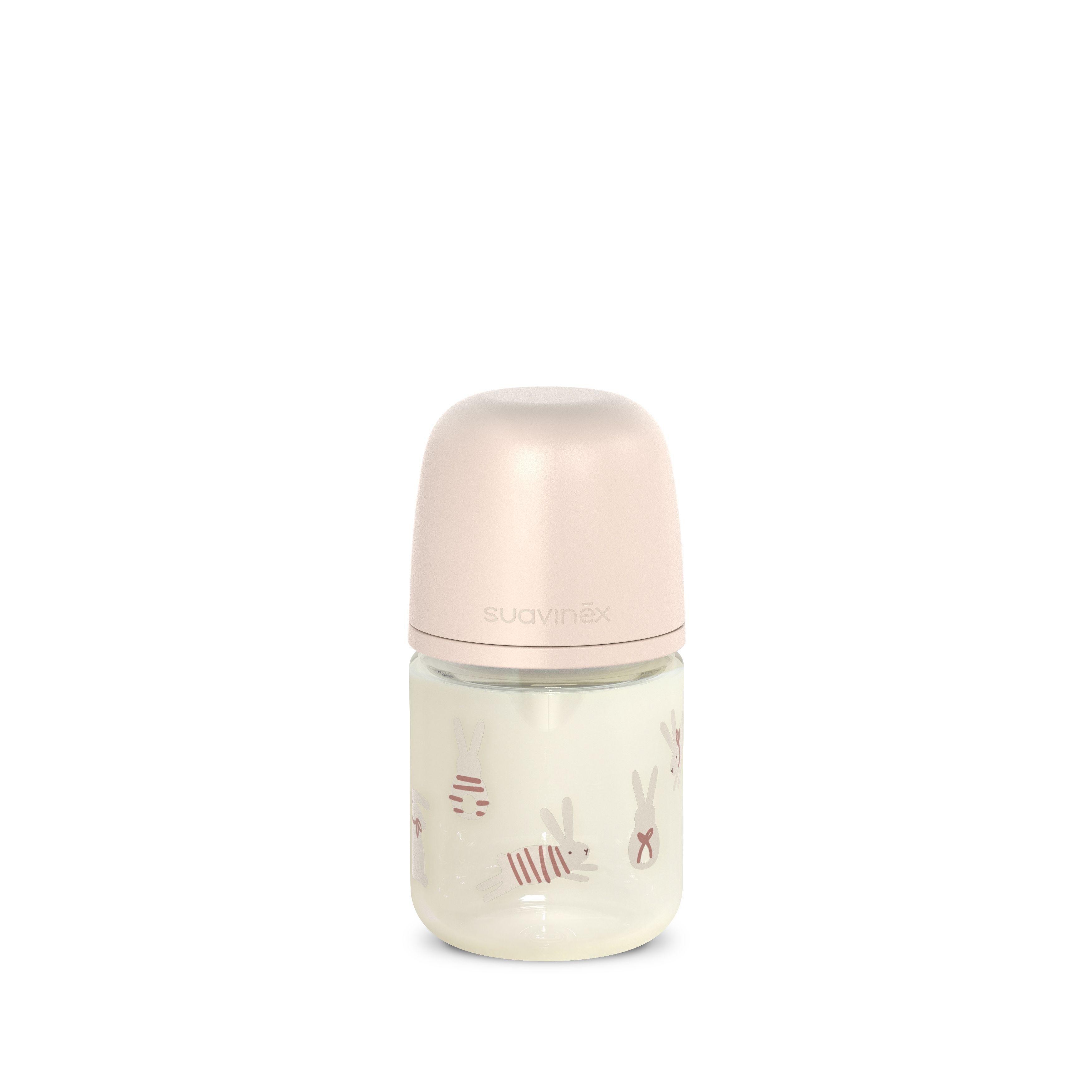 MAMADERA VIDRIO 120ML FISIOLOGICA SILICONA FLUJO XS WONDER BUNNY ROSA-0
