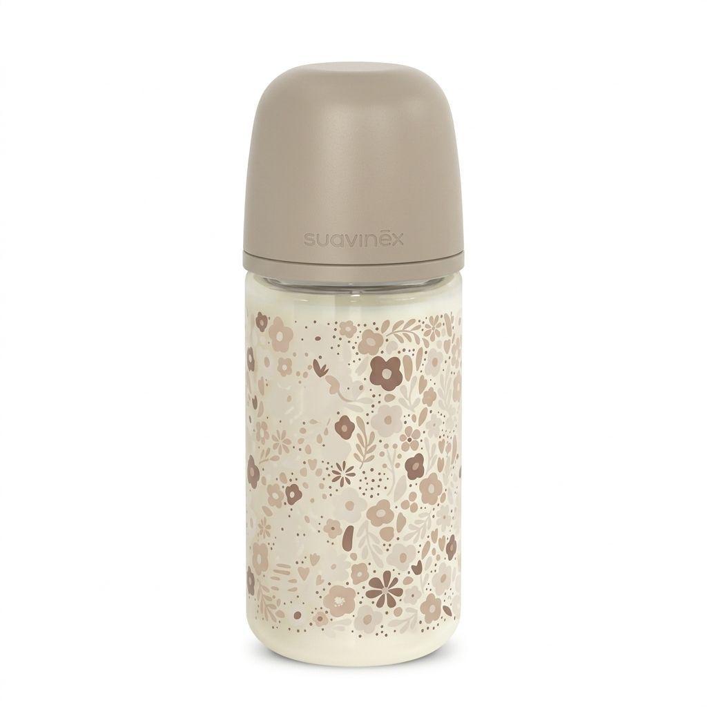 MAMADERA VIDRIO 240ML FISIOLOGICA SILICONA FLUJO S WONDER LIBER BEIGE-0