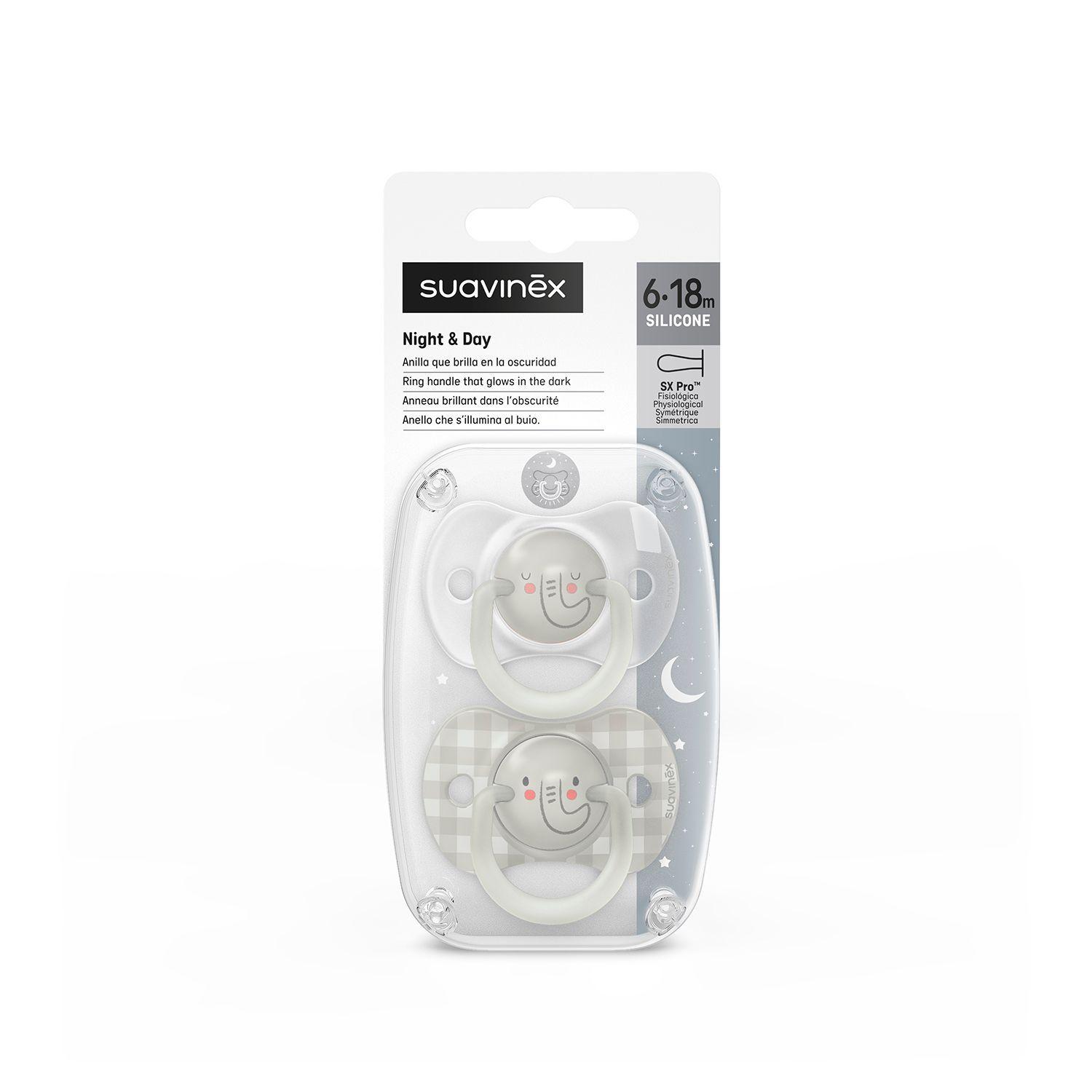Chupetes Gris Night - Day con Tetina Fisiologica SX Pro de Silicona 6/18 meses-0