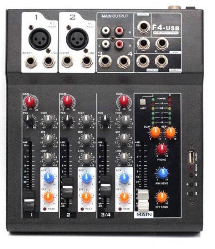 Consola Mezcladora Interfaz Mezclador F4 de 4 vías-2