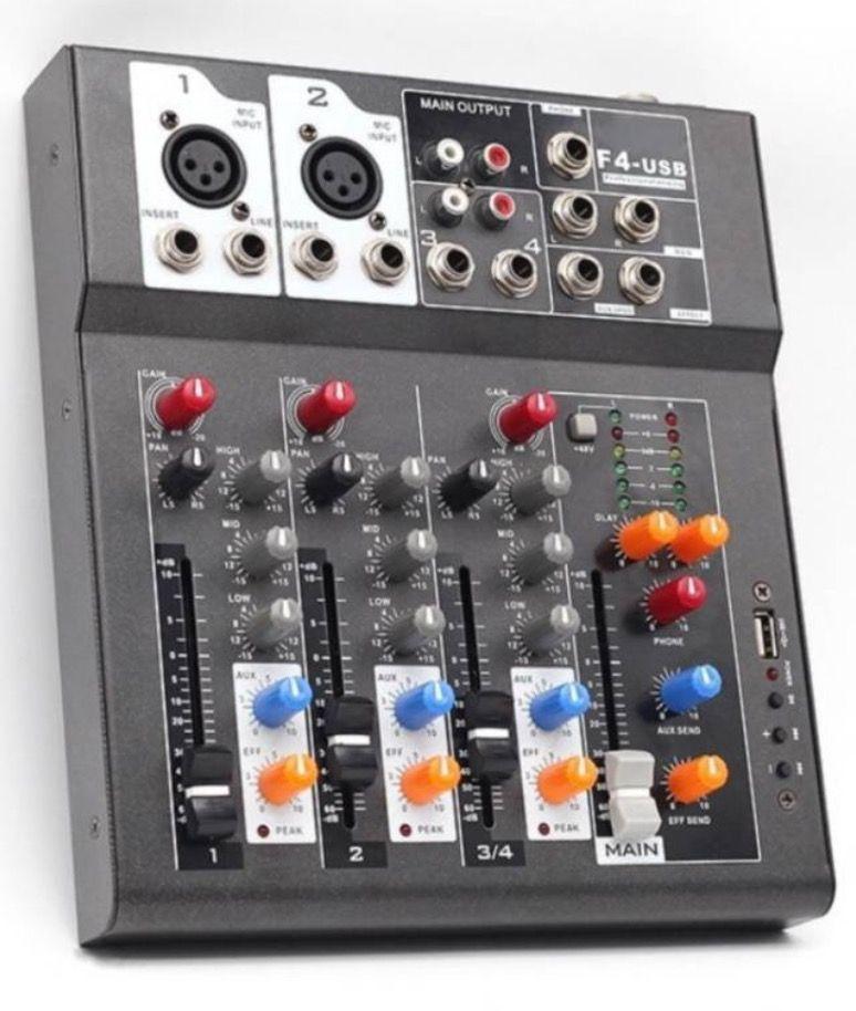 Consola Mezcladora Interfaz Mezclador F4 de 4 vías-4