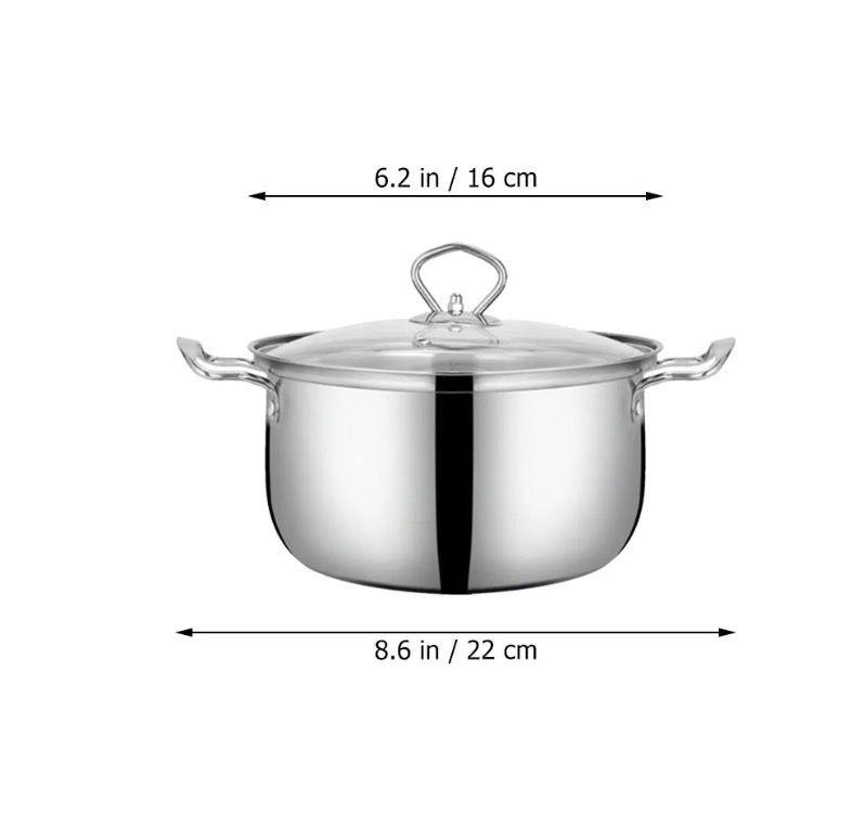 Juego De Ollas y Utensilios de Cocina 16-18-20-22-24cm 10P Plateado-2