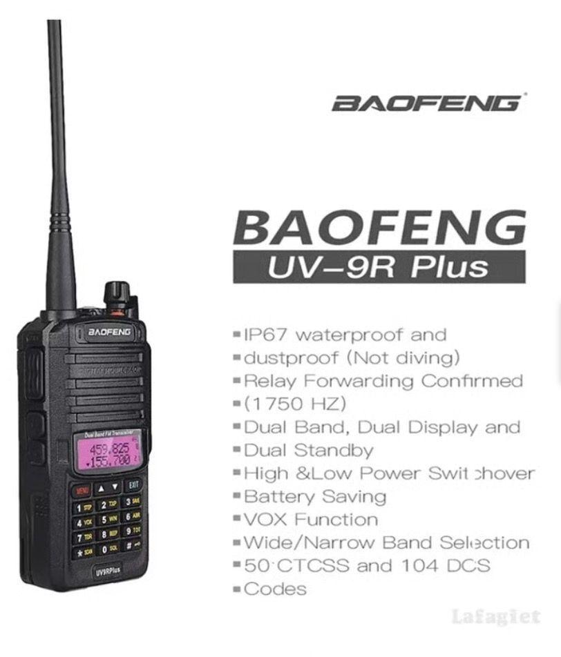 Radio Baofeng UV9rPlus Bidireccional DobleBanda VHF UHF 10W ip68-0