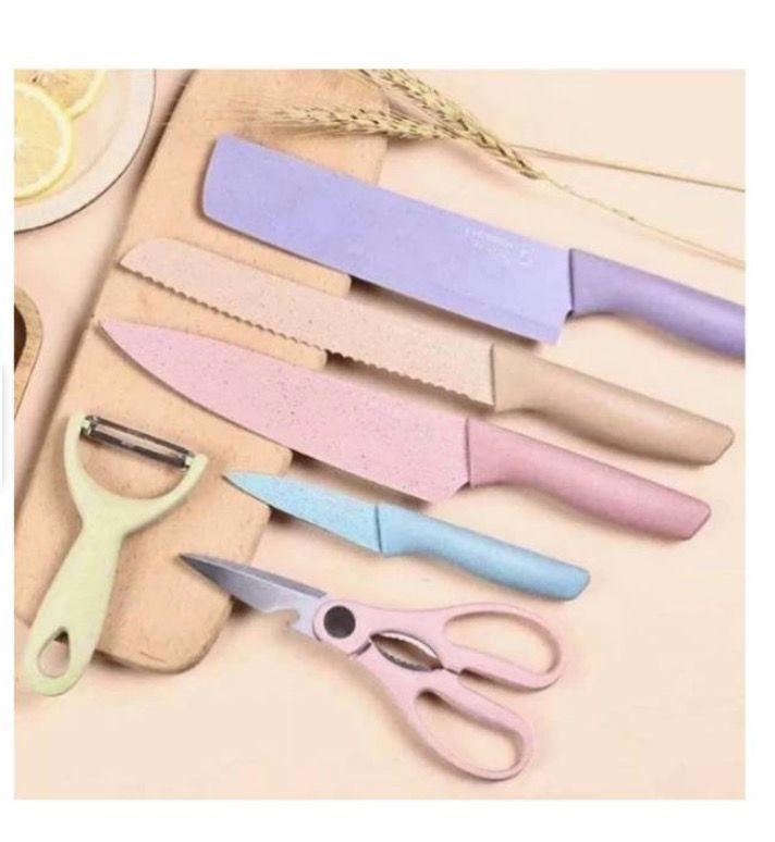 Set De Cuchillos 6 Piezas Recubrimiento Ceramica-2