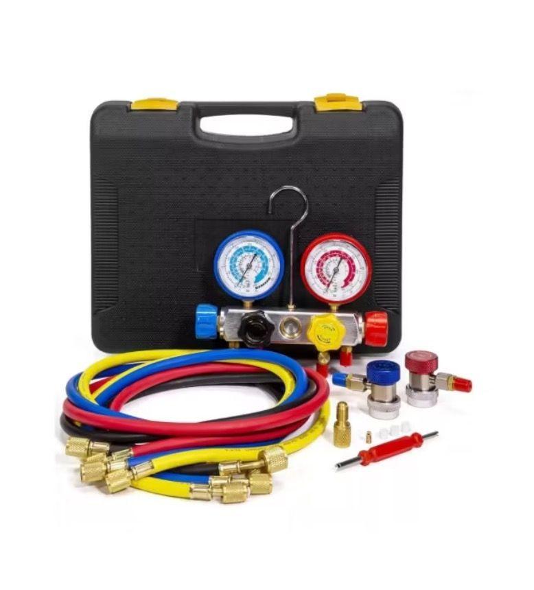 Kit Manómetro Carga Aire Acondicionado Profesional Fluoruro-0