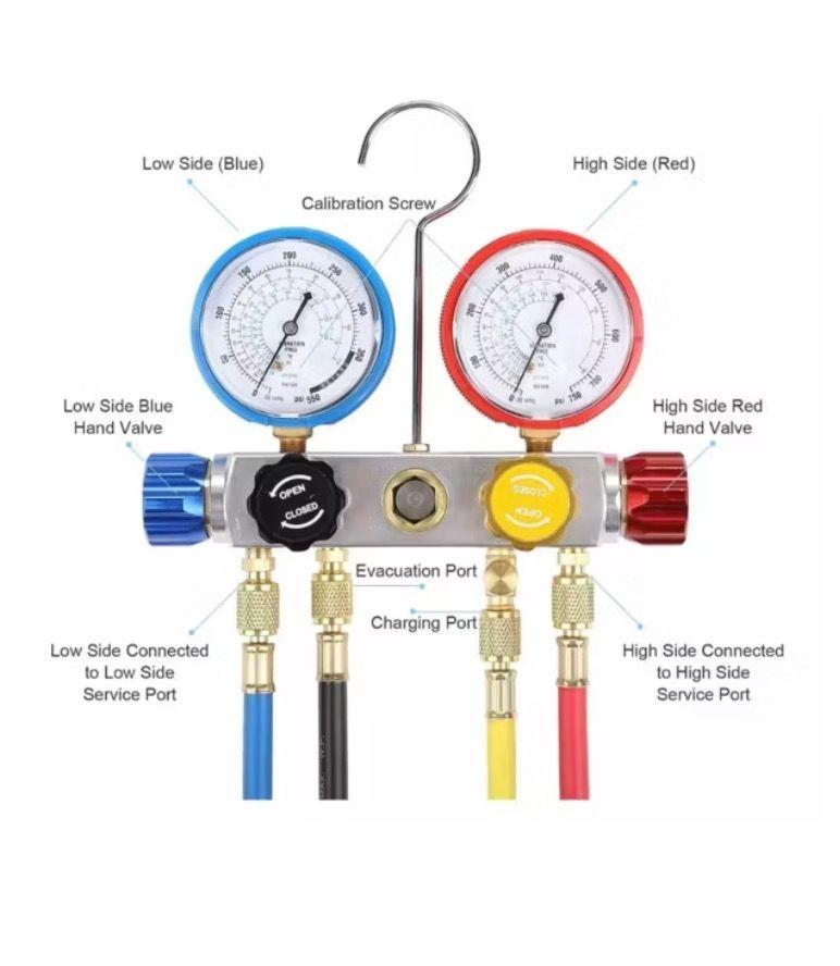 Kit Manómetro Carga Aire Acondicionado Profesional Fluoruro-4