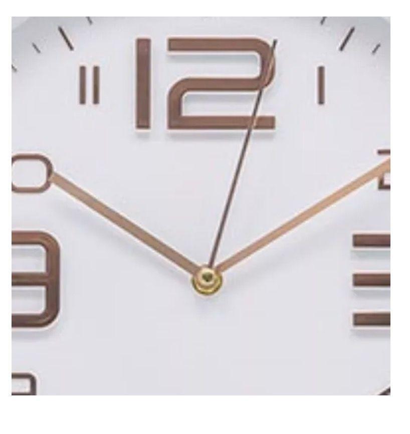Reloj Pared Mural Redondo 30Cms Blanco Dorado-2