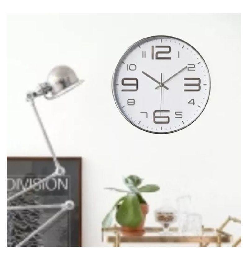 Reloj Pared Mural Redondo 30Cms Blanco Dorado-3