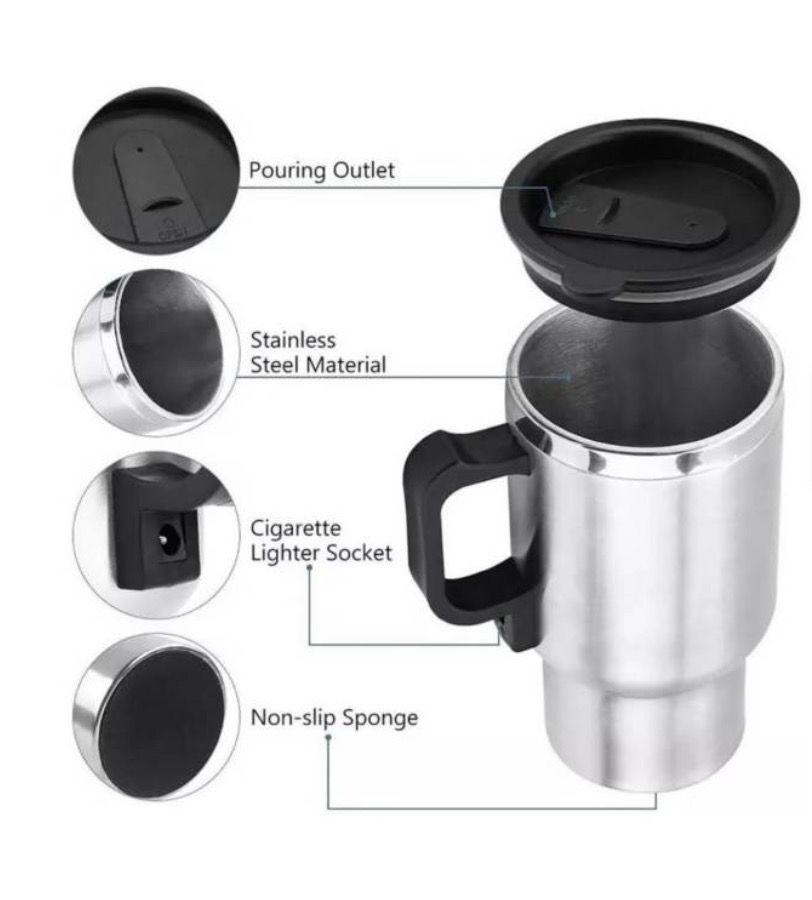 2 x Vaso Tazón Mug Termo Calentador Auto 12v Cafe -4