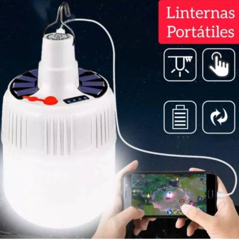 3 x Lámpara Led Solar Recargable Camping Usb Foco-4