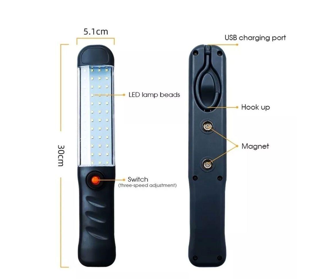 x2 Lampara Linterna De Mano Recargable Emergencia Colgante 007-4