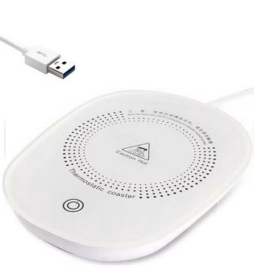 Calentador Calienta Tazas Cafe Te Portavasos USB Verde Blanco-2