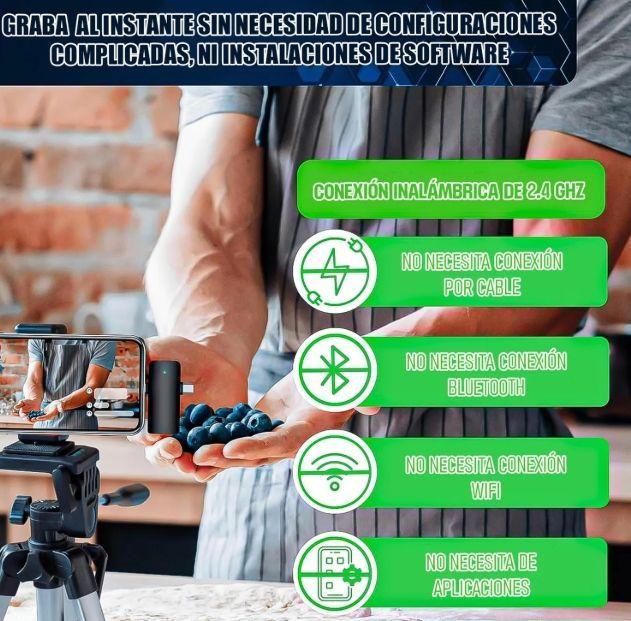 Microfonos Inalámbricos Dual Para IPhone y Android Pack 2-2