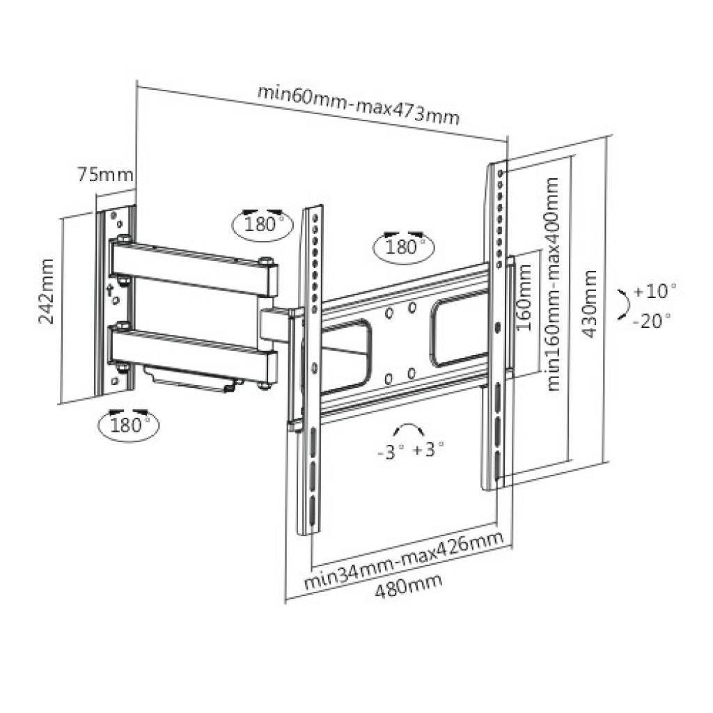 Soporte para Tv Led Lcd Brazo Articulado hasta 55 pulgadas 50Kg -3