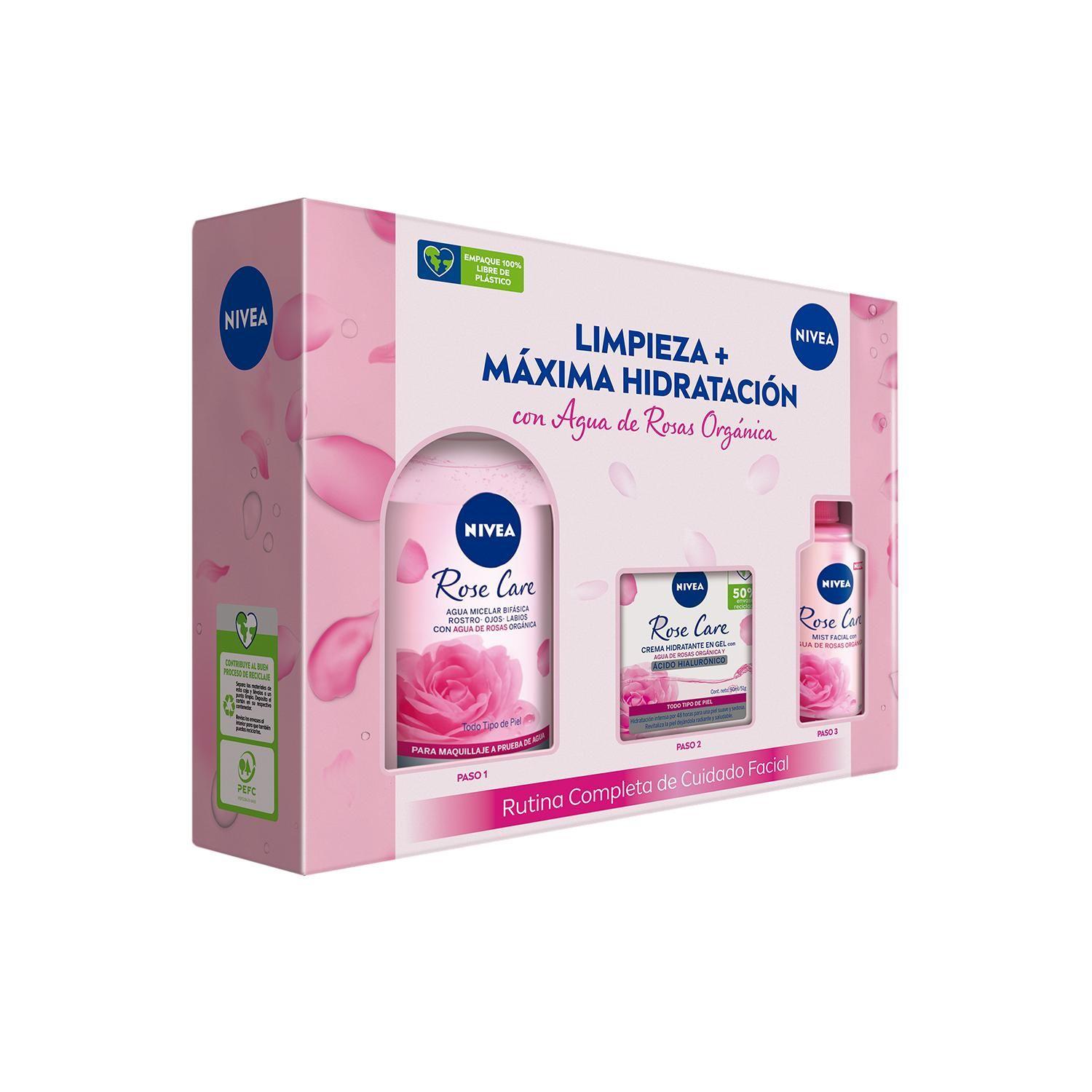 Pack NIVEA Rose Care Micelar 400ml+Crema Día 50ml+Mist 150ml-0