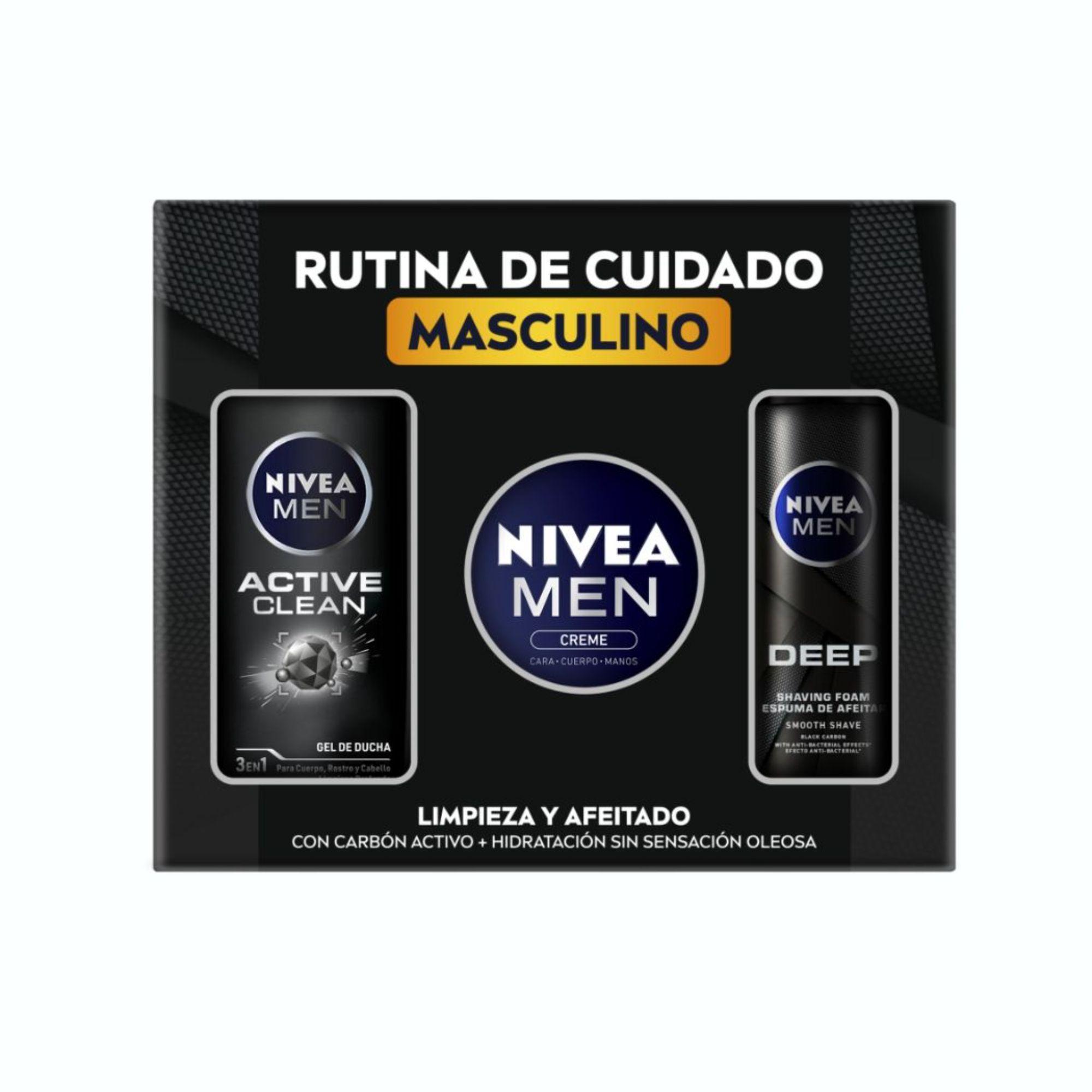 Pack NIVEA Men Creme 75ml+G. Ducha Deep +Espuma Afeitar Deep-0