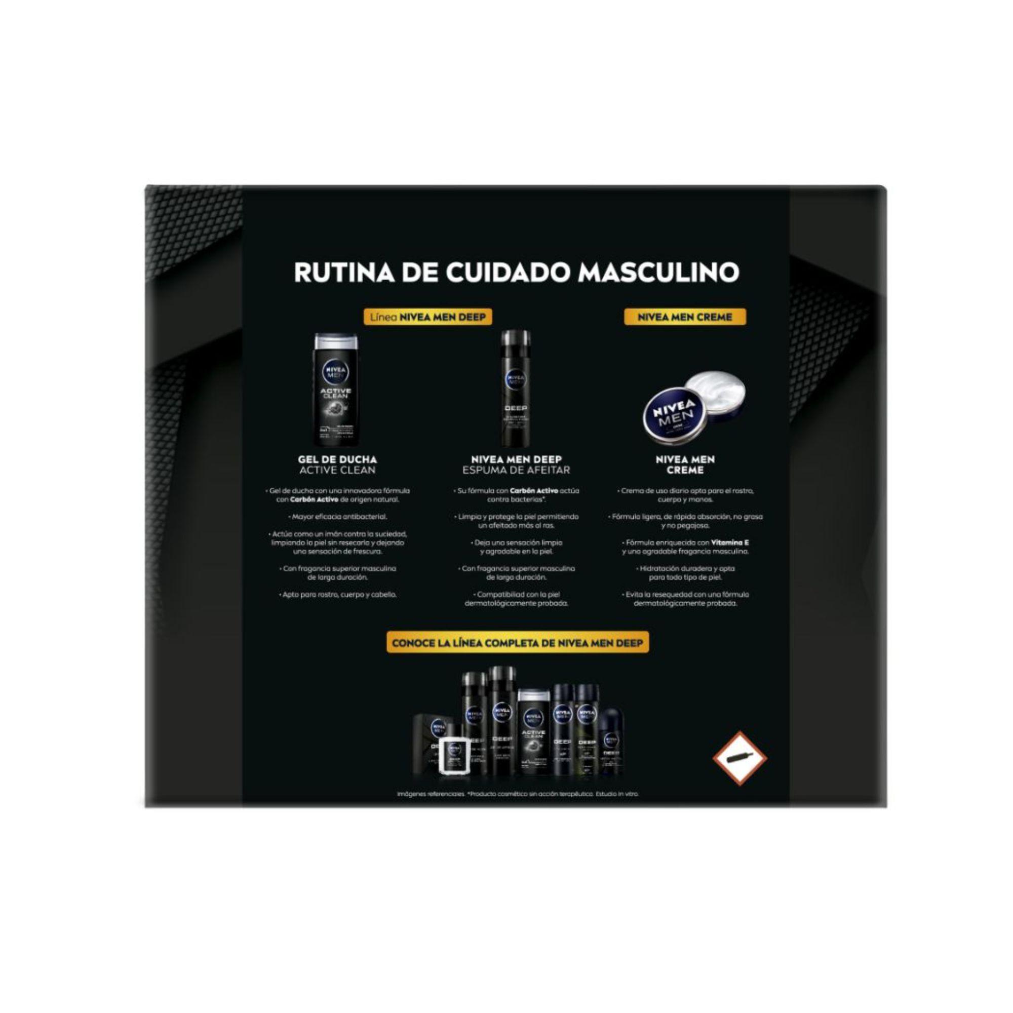 Pack NIVEA Men Creme 75ml+G. Ducha Deep +Espuma Afeitar Deep-3
