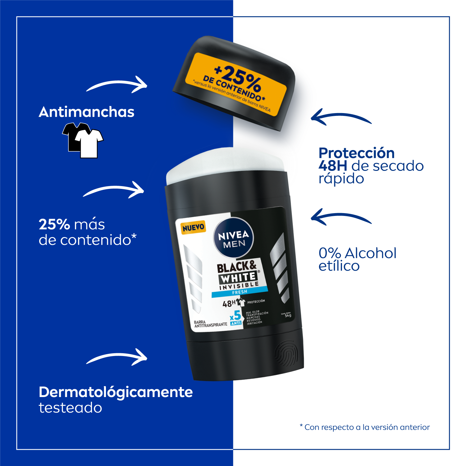 NIVEA MEN Antitranspirante Invisible Fresh 54g-1