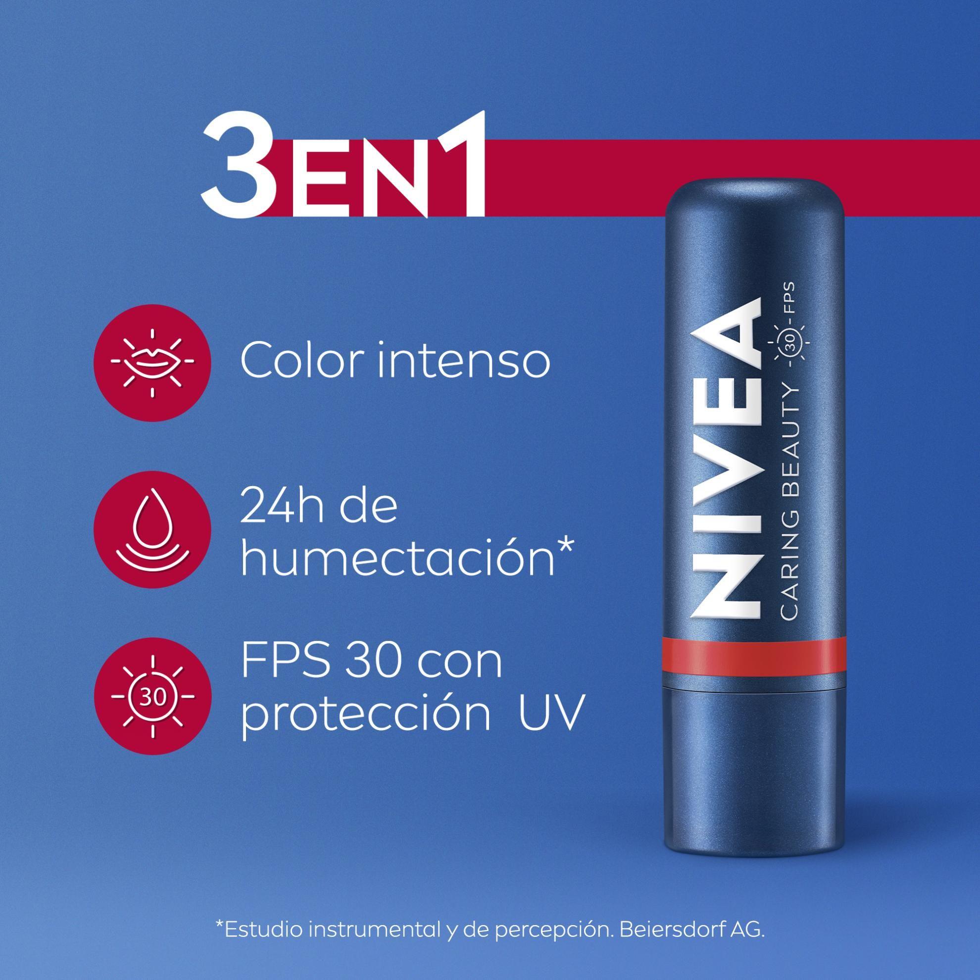 NIVEA Bálsamo Labial Caring Beauty Coral 4.8g FPS30 (55)-1
