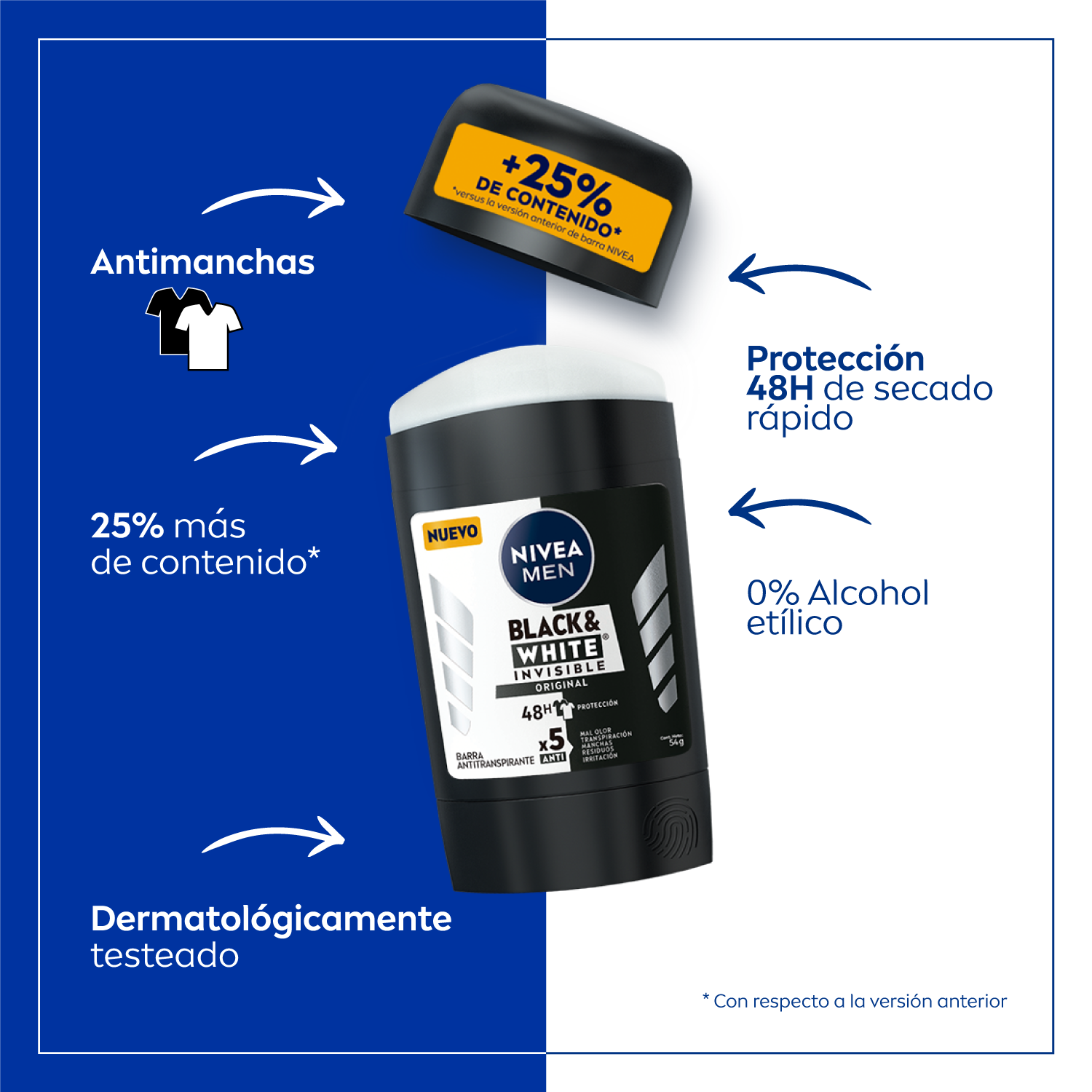 Desodorante Barra Nivea Black&White Original Masculino 54g-1