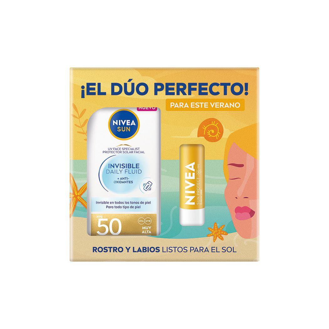 Pack NIVEA Fluido Invisible SPF50 40ML + Lip Care SPF30-1
