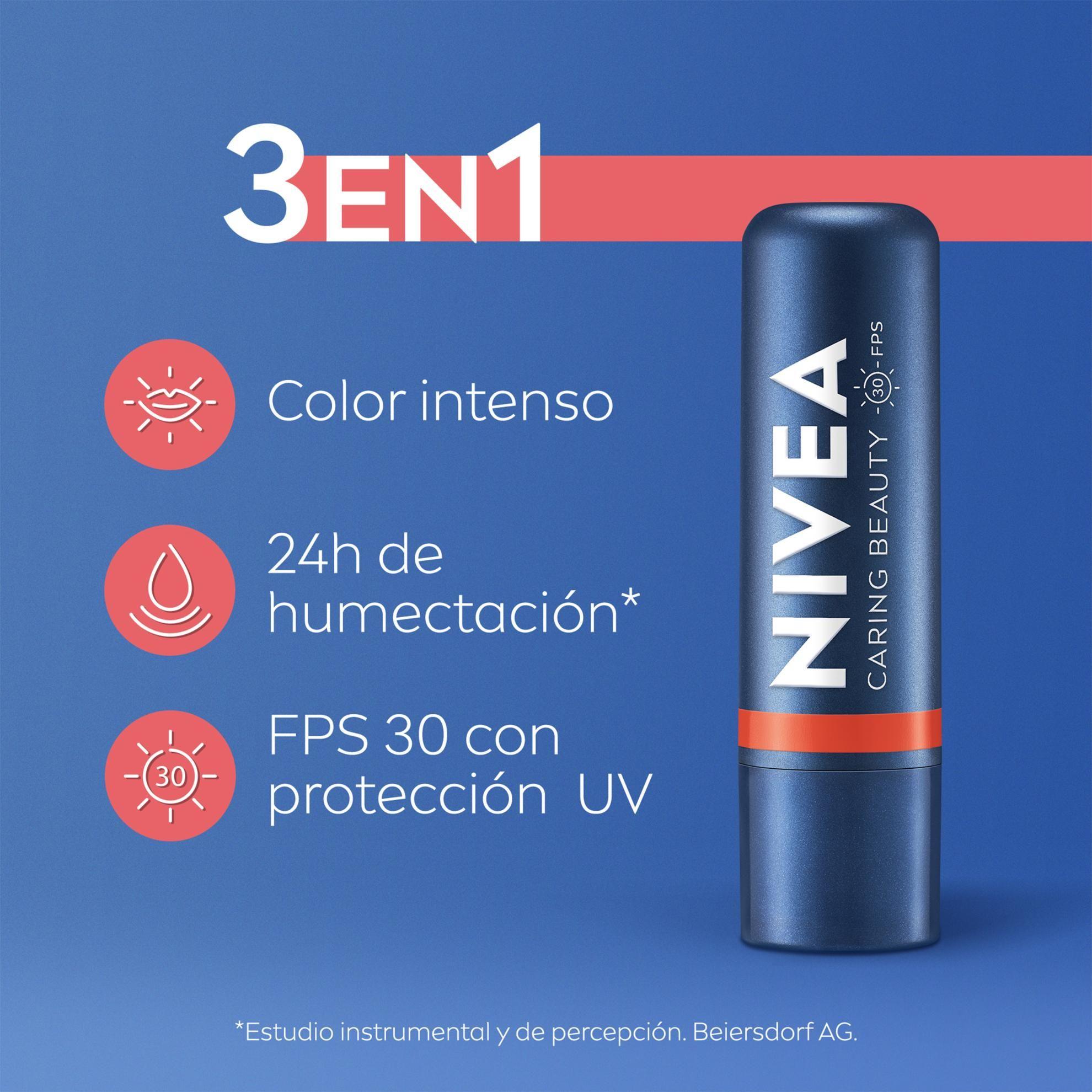 NIVEA Bálsamo Labial Caring Beauty Red 4.8g FPS30 (55)-1