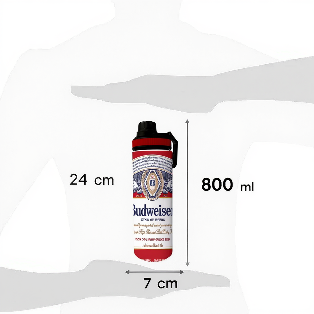 Botella Budweiser Aluminio 800ml Libre BPA Para Bebidas Frias-5
