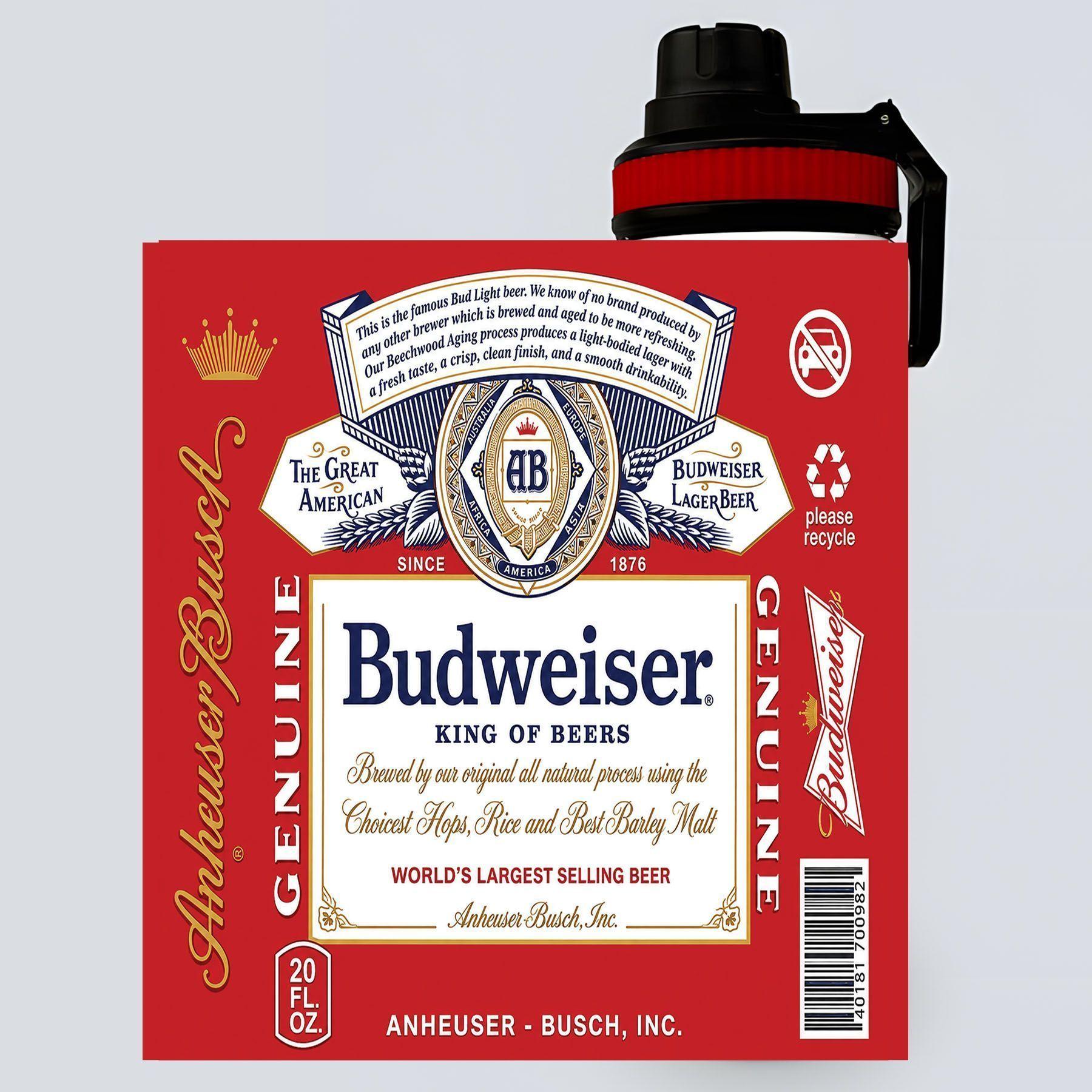 Botella Budweiser Aluminio 800ml Libre BPA Para Bebidas Frias-3